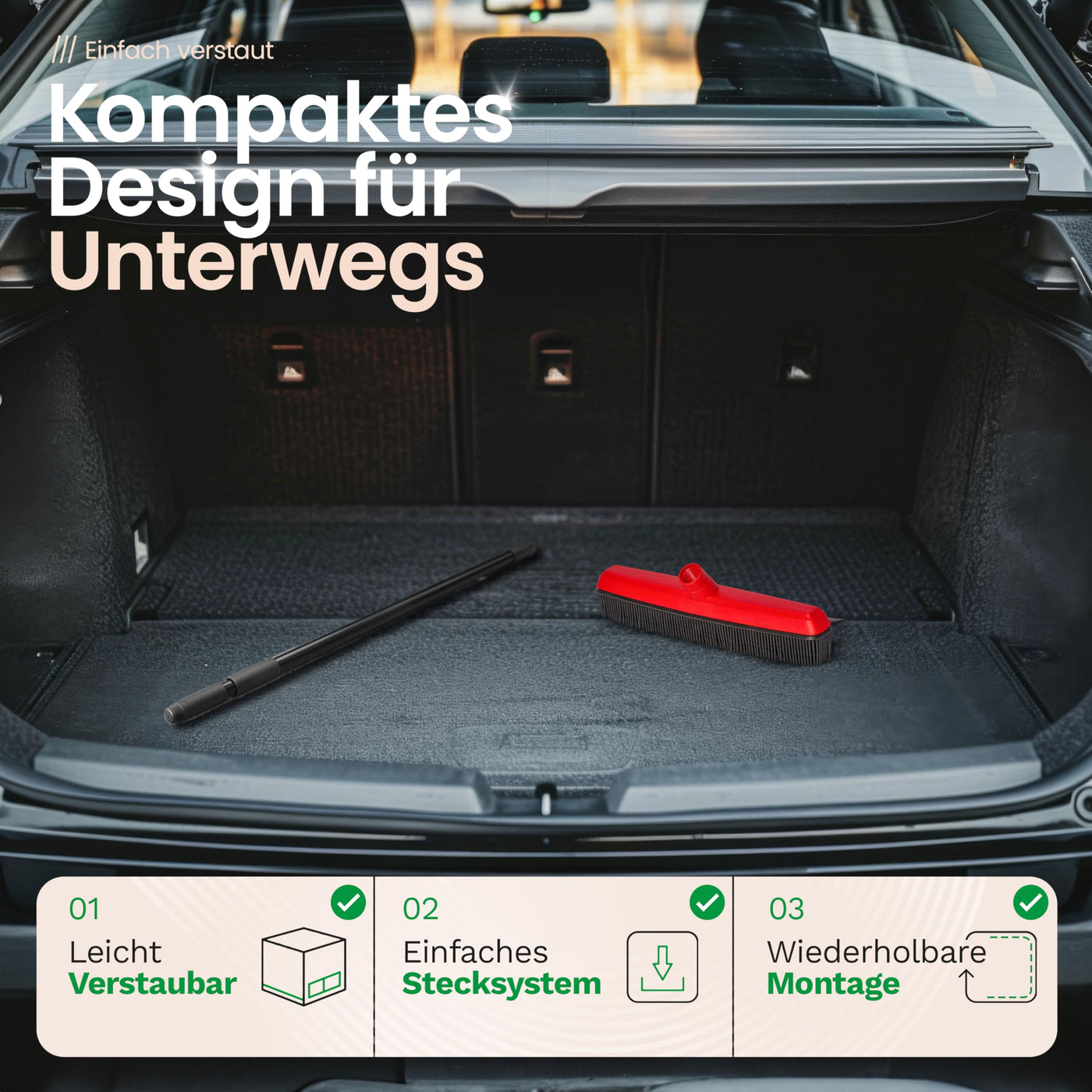 Novaliv Gummibesen mit Teleskopstiel & Kehrgarnitur Friseurbesen Set Gummi Noppenbesen Hundehaarentferner Broom Parkett Besen für Drinnen Teppichbesen Bodenabzieher Haushaltsbesen Wunderbesen