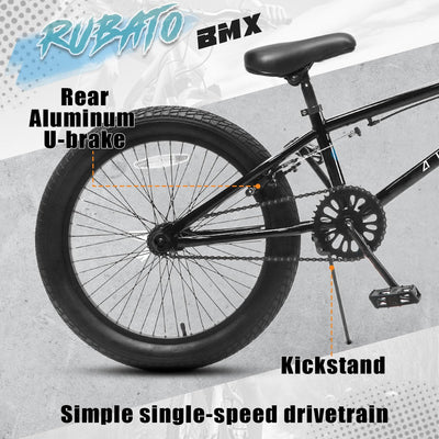 AVASTA 18 Zoll Kinder BMX Fahrrad Freestyle Bike für 5 6 7 8 Jahre alt Jungen Mädchen und Jugend Anfänger, Schwarz