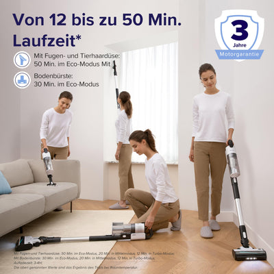 Levoit Akku Staubsauger mit Tierhaardüse, Anti-Haar-Verwicklung, max 50min Laufzeit, 4-in-1 Kabelloser Akkustaubsauger mit 99,9% Filterleistung, Beutelloser Akkusauger für Teppich Hartböden und Auto
