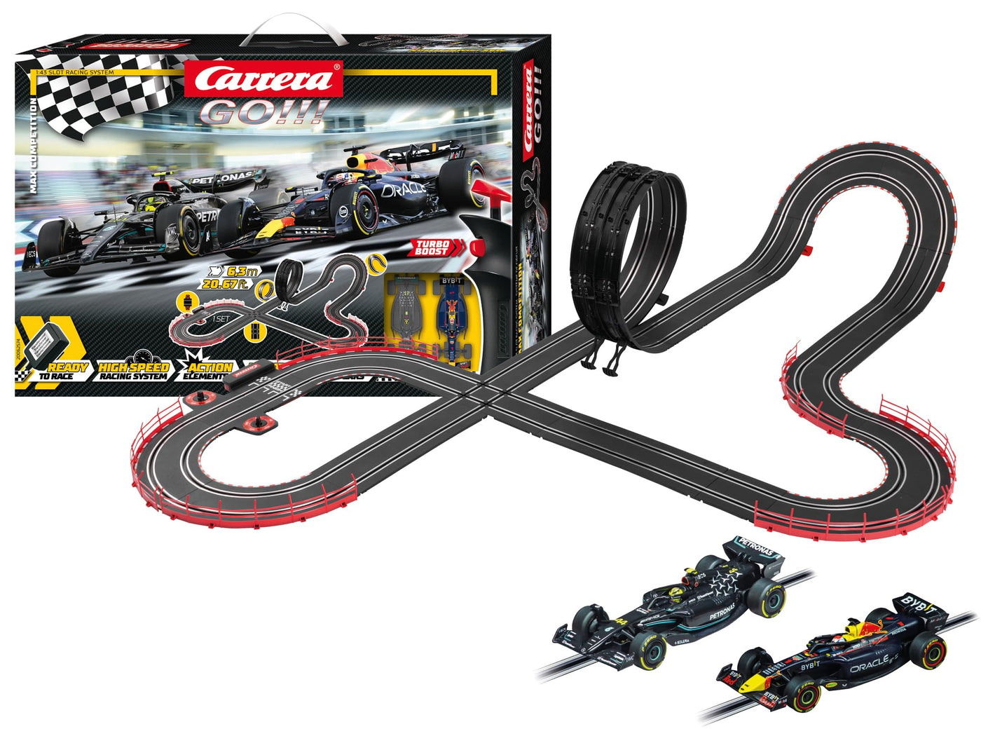 Carrera GO!!! Max Competition Rennbahn-Set I Rennbahn mit lizensierten Slotcars | bis zu 2 Spieler | Für Kinder ab 6 Jahren & Erwachsene