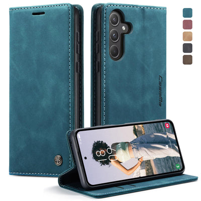 KZB Handyhülle für Samsung Galaxy A55 5G Hülle Premium Lederhülle Klappbar Flip Case Tasche Magnet Kartenfach Standfunktion Klapphülle Schutzhülle für Samsung Galaxy A55 - Blaugrün