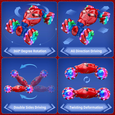 Spider Handsteuerung Ferngesteuertes Auto - 2.4GHz Doppelseitig RC Stunt Auto Spielzeug ab 3 4 5 6 7 8 9 10 Jahre Jungen, 360°Drehung RC Drift Autos mit Licht, Kinder Weihnachten Geburtstag Geschenke