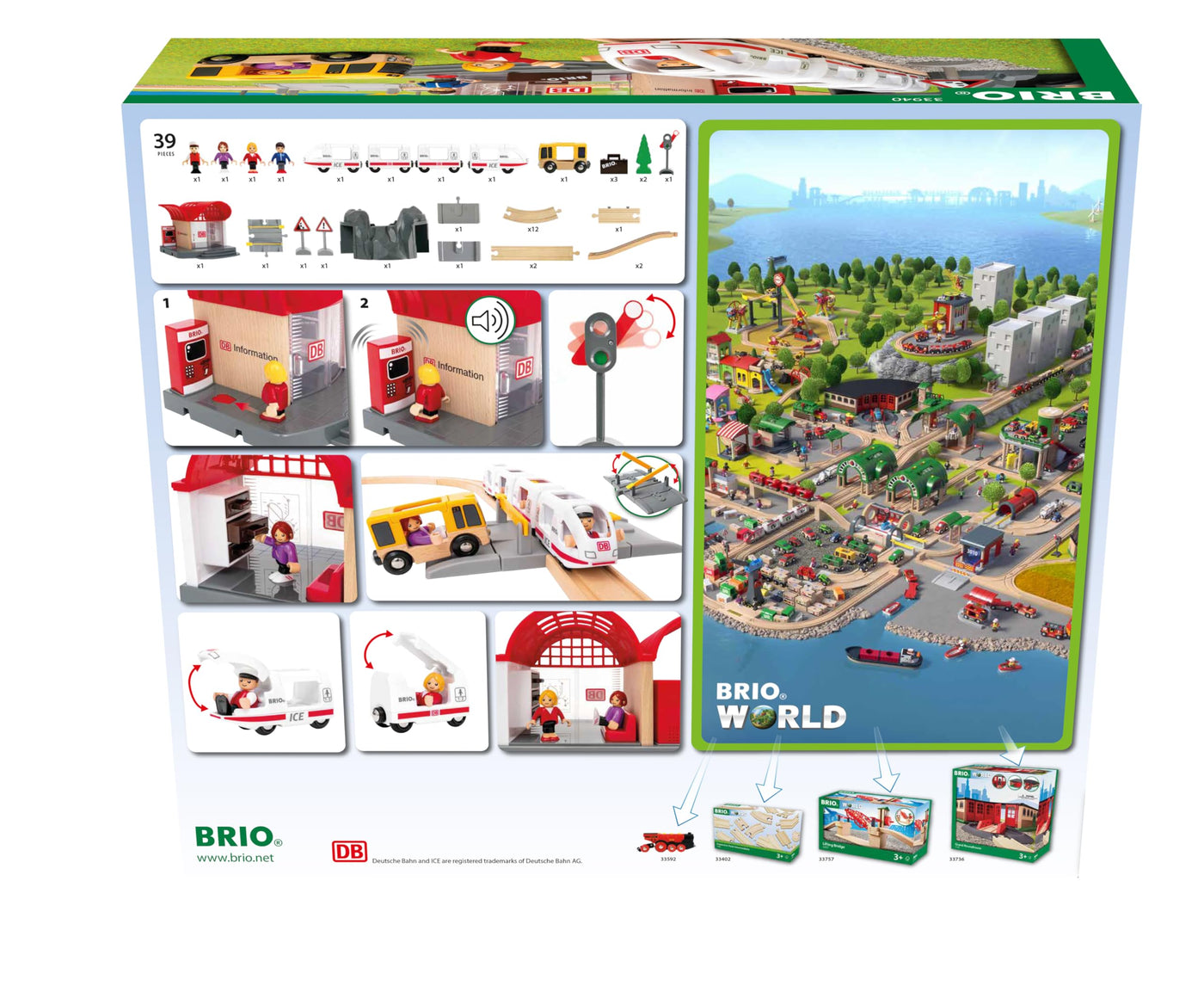 BRIO World 33940 Deutsche Bahn Ice Set - Eisenbahn-Set mit Schienen, Bahnhof und Zug im Stil der DB - Empfohlen ab 3 Jahren