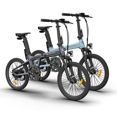 ADO E-Bike 2 × Air 20S E-Fahrrad Faltbar, klapprad Riemenantrieb,City Bike, 1 Gang, Hintermotor, ebike Damen/Herren,StVZO,ADO Smart APP,3,5-Zoll-IPS-Display (Gray+Blue)