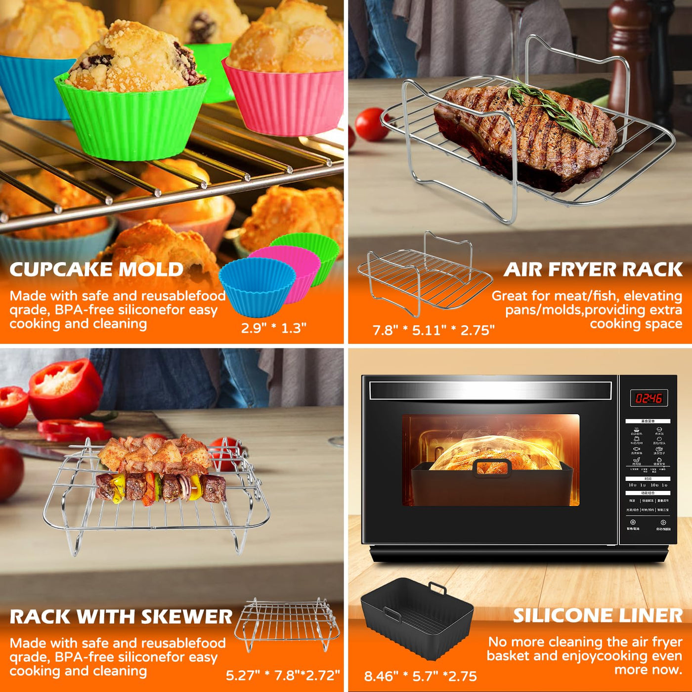 Ninja Heißluftfritteuse Zubehör - Airfryer Zubehör für Ninja Foodi Max Dual Zone AF400EU AF300EU 7.6L-9.5L Und anderen Dual Zone Air Fryer, BPA-frei, Ninja Airfryer Zubehör, Air Fryer Accessories