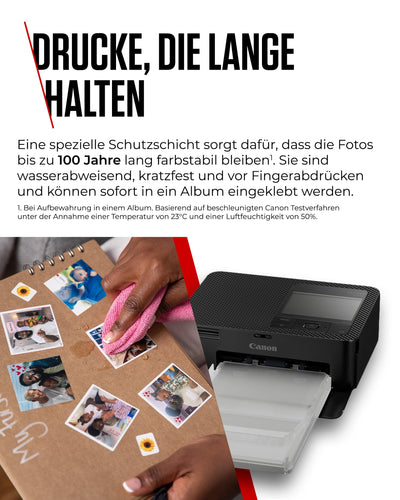 Canon SELPHY CP1500 Kompakter Fotodrucker – Drahtloses Drucken, Langlebige Fotos, USB-C & SD-Kartenanschluss – Perfekt für Scrapbooks und Fotoalben (Schwarz)