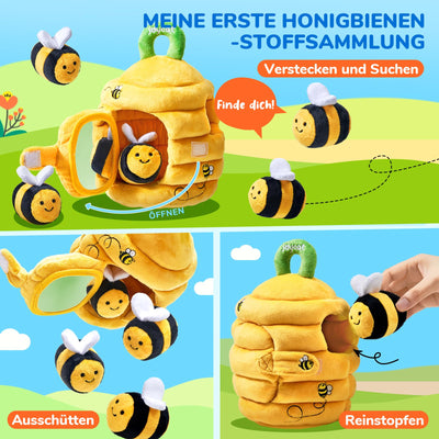 JoyCat Baby Spielzeug 6-12 Monate, Baby Bienenstock mit 5 Bienen Sensorik Spielzeug, Rassel, Spiegel, Montessori BabySpielzeug, Motorikspielzeug Geschenke für Kinder 1 2 Jahre