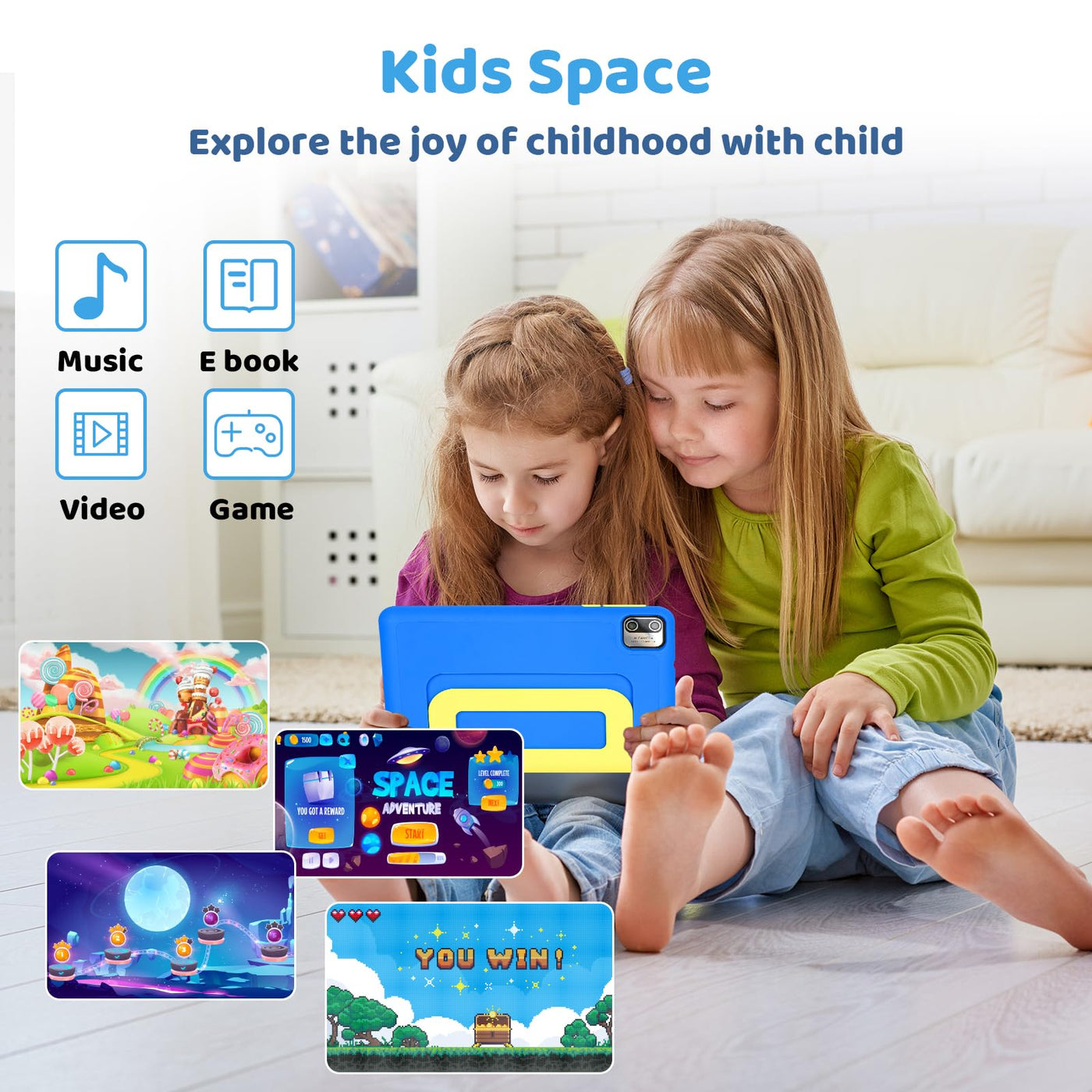 Ainmel Kinder Tablet 7 Zoll, Android 13 Quad Core, 8GB RAM+64GB ROM+128GB erweiterbar, Wi-Fi, Bluetooth, Type-C, Kids Tablet, Blau