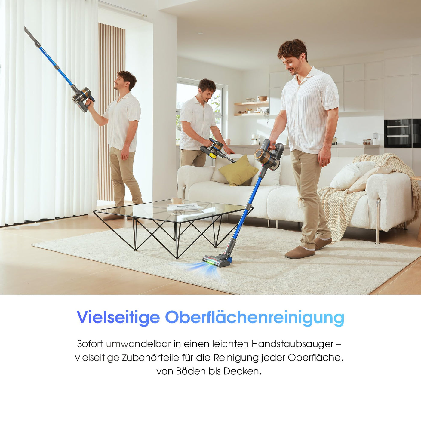UNINELL Home UV1 Akku Staubsauger 45000Pa/450W/60Min,Staubsauger Kabellos Selbstladender mit LED-Display, Anti-Verhedderung-Bürste akkustaubsauger Super Leise für Teppich,Hartboden und Tierhaare