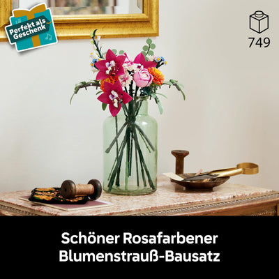 LEGO Botanicals Schöner Rosafarbener Blumenstrauß - Blumendeko - Bauset für Erwachsene - Dekorative Gänseblümchen, Kornblumen, Rosen und Holunderblüten zum Ausstellen - Bürodekoration 10342