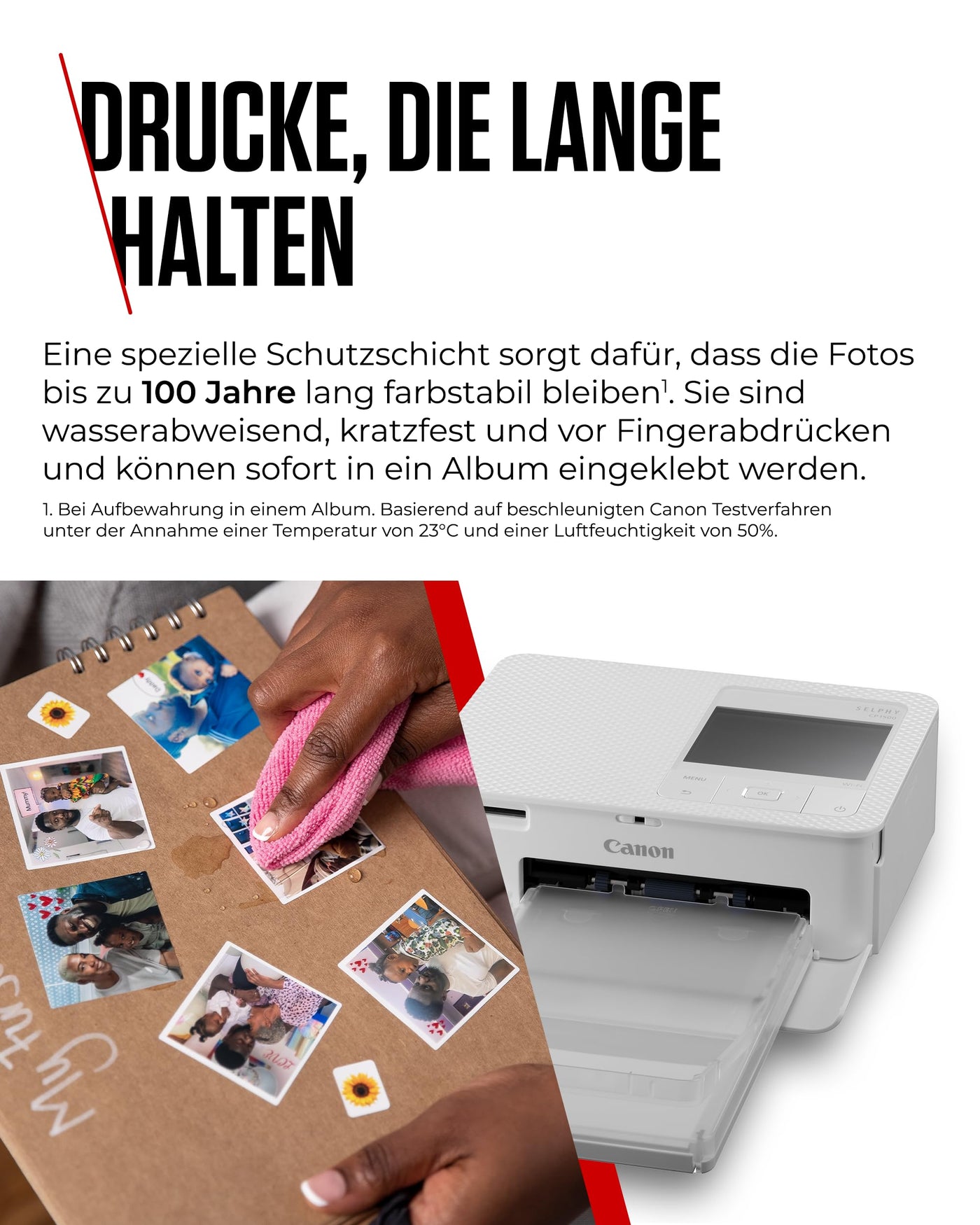 Canon SELPHY CP1500 Kompakter Fotodrucker – Drahtloses Drucken, Langlebige Fotos, USB-C & SD-Kartenanschluss – Perfekt für Scrapbooks und Fotoalben (Weiß)