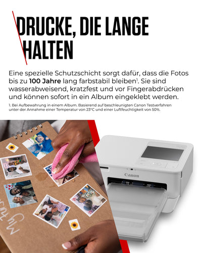 Canon SELPHY CP1500 Kompakter Fotodrucker – Drahtloses Drucken, Langlebige Fotos, USB-C & SD-Kartenanschluss – Perfekt für Scrapbooks und Fotoalben (Weiß)
