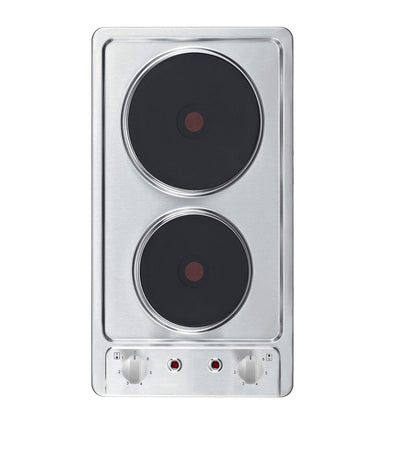 Respekta Domino Kochmulde Edelstahl / 2 Platten Einbau-Kochfeld mit Stecker/Massekochfeld autark / 6 Leistungsstufen/Knebel/Steckfertig / 29 cm/KM 9111EN