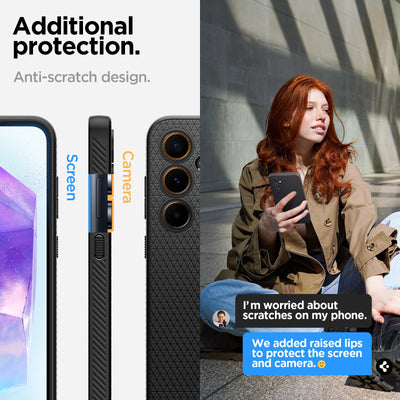 Spigen Liquid Air Hülle für Samsung Galaxy A55 5G aus weIchem TPU Schutzhülle Stoßfest Handyhülle Kratzfest Dünn Robust [Anti-Rutsch Truss Muster] Case Cover -Schwarz