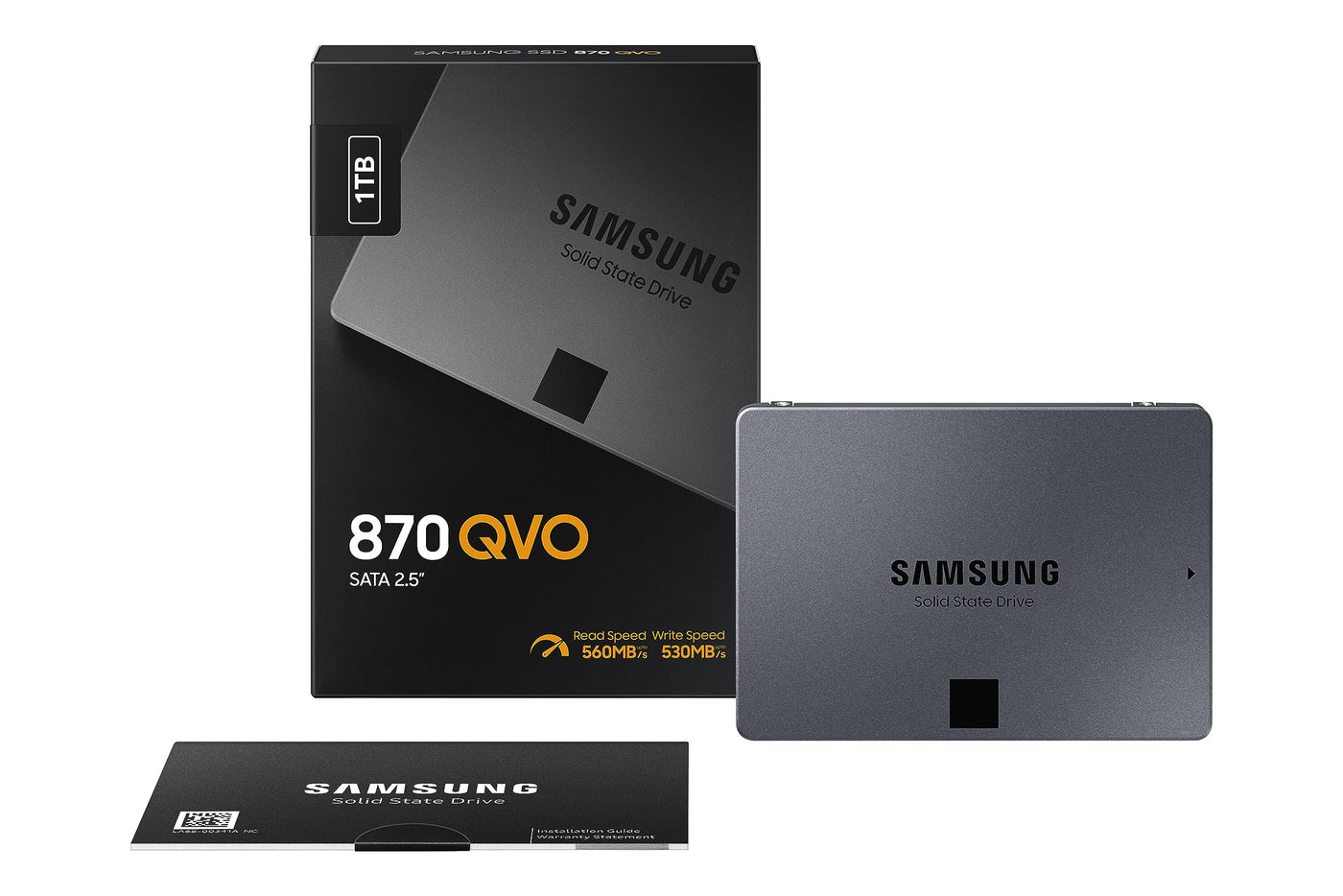 Samsung 870 QVO SATA III 2,5 Zoll SSD, 1 TB, 560 MB/s Lesen, 530 MB/s Schreiben, Interne SSD, schnelle Festplatte als Ersatz für HDD, MZ-77Q1T0BW