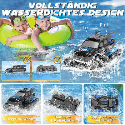 Nigecue 8WD Amphibienfahrzeug Ferngesteuertes Auto ab 3 4 5 6 7 8 9 10 Jahre, Wasserdichtes Amphibisches RC Auto mit Fernsteuerung, Spielzeug Geschenk für Kinder Jungen Mädchen