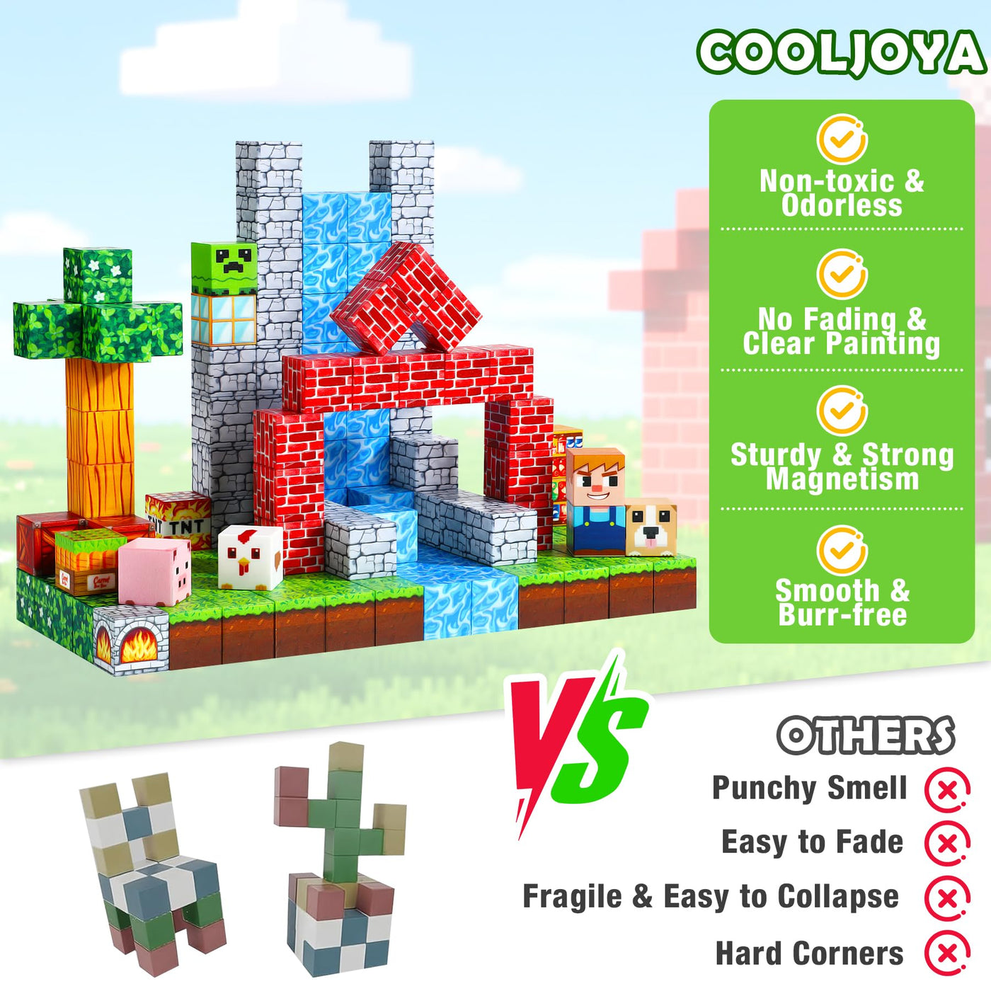 COOLJOYA Magnetische Bausteine, Magnetbausteine Magnetspielzeug Magneten Kinder, Magnetisches Spielzeug für Kinder ab 3 4 5 6 7 8 9, Magnetspiel kinderspielzeug für Jungen und Mädchen LKW