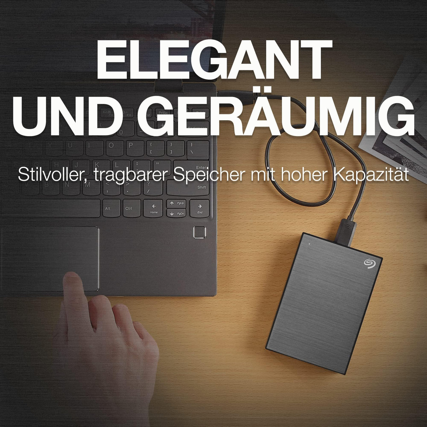 Seagate One Touch 5TB tragbare externe Festplatte, Hardwareverschlüsselung mit Kennwortzugriff, PC, Notebook & Mac, USB 3.0, Space Gray, inkl. 2 Jahre Rescue Service, Modellnr.: STKZ5000404