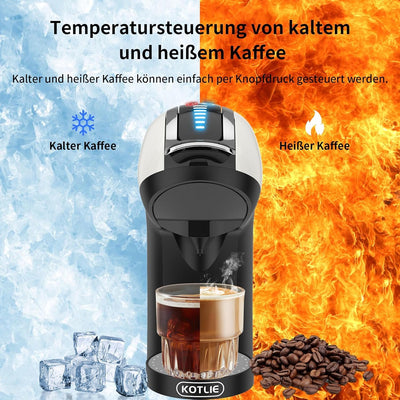KOTLIE EM-308A 5 IN 1 COFFEE MACHINE 19 Bar 5in1 Multicapsule Espresso Kaffeemaschine für Nespresso/Dolce Gusto (weiß-u)