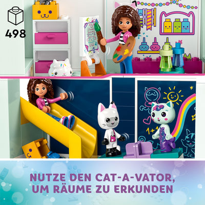 LEGO Gabby's Puppenhaus Spielzeug - 4-stöckiges Puppenhaus mit Gabby, Pfötchen-Panda, MeerMieze und Kuchen-Katze Minifiguren und Zubehör - Geschenk für Mädchen und Jungen ab 4 Jahren - 10788