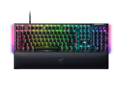 Razer BlackWidow V4 (Green Switch) - Mechanische Gaming-Tastatur - Razer Snap Tap (Mechanische Clicky Switches, 6 Makro-Tasten, Doubleshot-ABS-Tastenkappen, RGB Chroma) QWERTZ DE-Layout | Schwarz