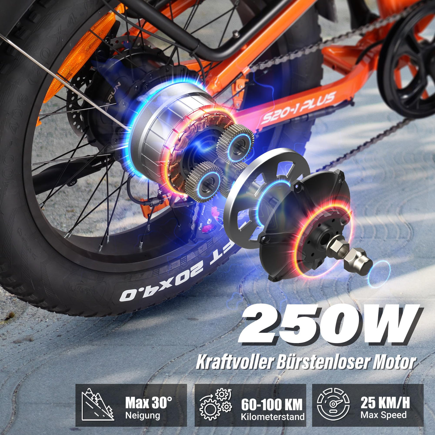 VARUN E Bike Herren und Damen Elektrofahrrad, Faltbares 20 * 4.0 Zoll E-Bike, mit 48V/13Ah Li-Ion Akku, LCD Display, Dual Shock Absorption, Leistung bis zu 100km, MTB