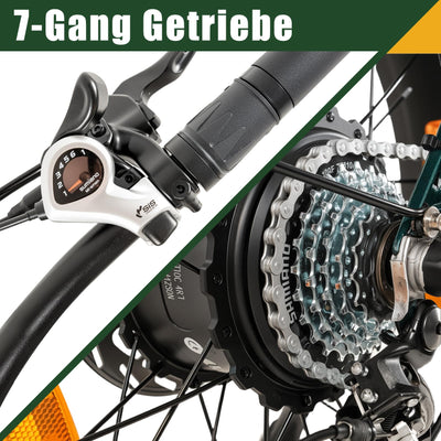 E Bike Klapprad 20 Zoll Elektrofahrräder，E-Faltrad Damen und Herren, 48V 18A*2 Doppelbatterien|250W Heckmotor & 25km/h, Hydraulische Bremse, Tiefeinsteiger E-City Bike/Falt-Pedelec für Erwachsene