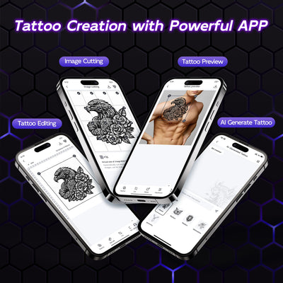 Itari A886 Tattoo Stencil Drucker Bluetooth, Schablone Drucker Kompatibel mit Smartphone & PC, Thermodrucker Tattoo Maschine Nadeldrucker mit 10 Blätter Papier für Anfänger und Künstler, Schwarz