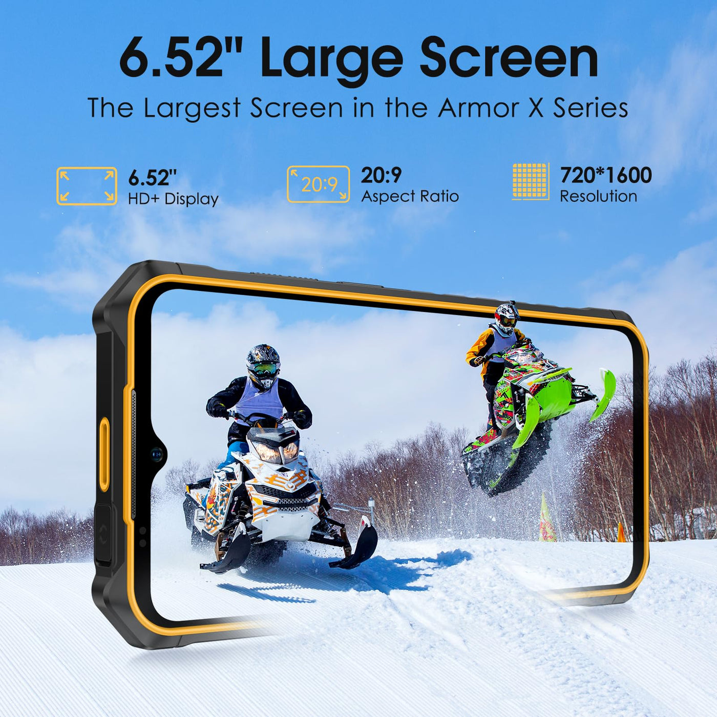 Ulefone Armor X13 Outdoor Smartphone 50MP+24MP Nachtsicht 12GB + 64GB/256GB SD, Octa Core 6320mAh 6,52'' Android 13 IP68 Handy ohne vertrag 4G Dual SIM Fingerabdruck ID NFC GPS-2 Jahre Garantie Orange