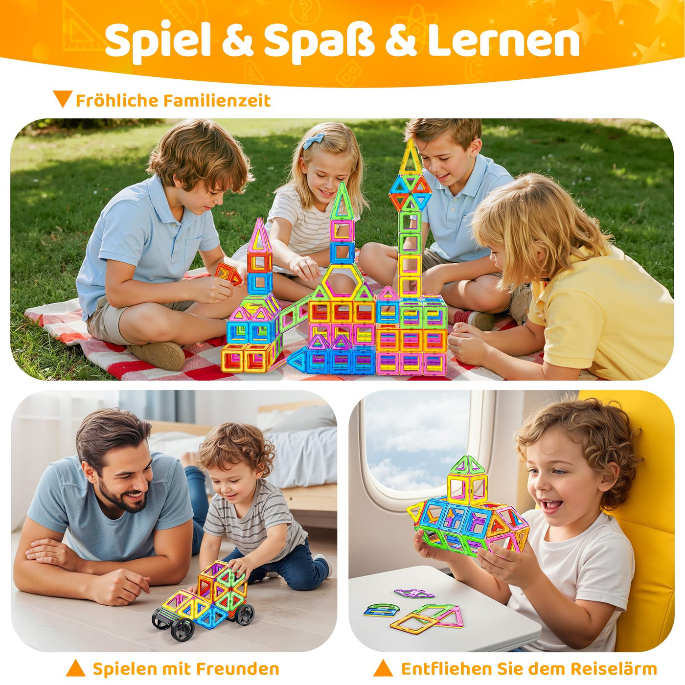 COOLJOYA Magnetische Bausteine 120 Teile Konstruktion, Magnetbausteine Magnetspielzeug Magnete Kinder, Magnetbausteine Kinder Magnetspiel für Geschenk ab 3 4 5 6 7 8 Jahre Junge Mädchen