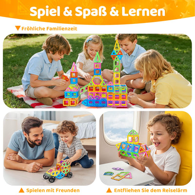 COOLJOYA Magnetische Bausteine 120 Teile Konstruktion, Magnetbausteine Magnetspielzeug Magnete Kinder, Magnetbausteine Kinder Magnetspiel für Geschenk ab 3 4 5 6 7 8 Jahre Junge Mädchen