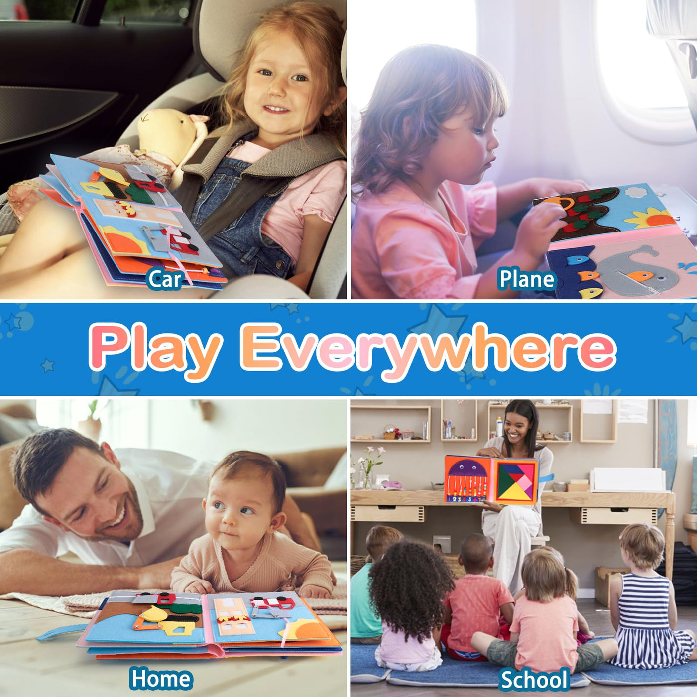 Gagotoy Quiet Book ab 1 2 Jahre, Montessori Spielzeug Activity Buch 3D Filz Sensorisches Busy Board, Weichem Stoff Früh Lernspielzeug für Baby Kleinkinder ab 1 2 3 Jahre