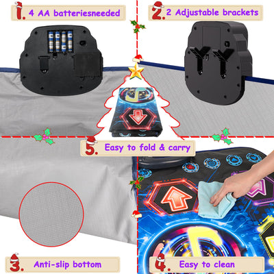maysida Tanzmatte für Kinder ab 3-12 Jahre, 2025 Musikmatte mit 8 LED-Lichtern&Bluetooth,Tanzmatte für mädchen/jungen mit interaktive LED-Batteriebox&27Level, spielzeug geschenk mädchen 4 5 6 7 8jahre