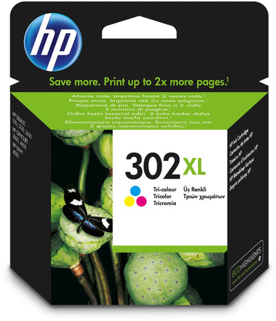 HP 302XL (F6U67AE) Original Druckerpatrone Farbe mit hoher Reichweite für HP DeskJet 1110, 213x, 363x, HP ENVY 452x, HP OfficeJet 383x, 465x, 52x, Cyan/Magenta/Gelb