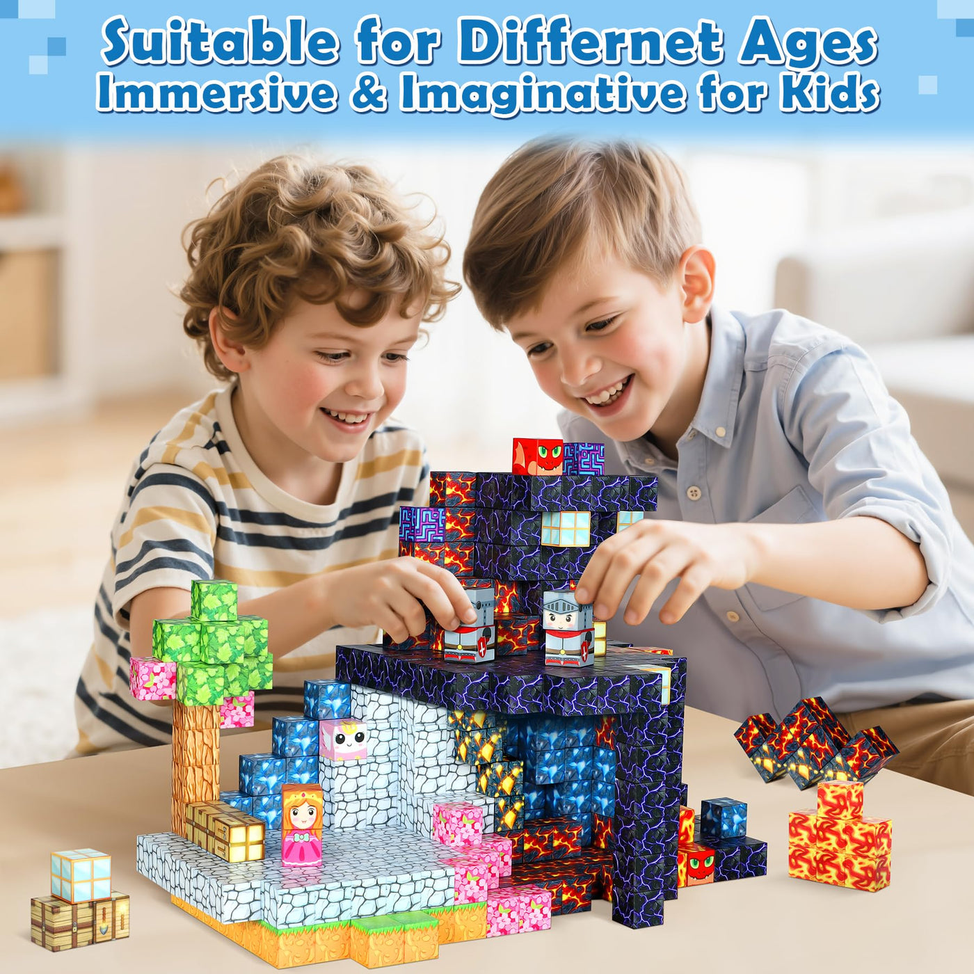 COOLJOYA Magnetische Bausteine, 150 Teile Magnetbausteine ab 4 Jahre, Magnetische Bauwelt Halloween Spielzeug Magnetblöcke für Kinder ab 3 4 5 6 7 8 9 Jahre Verstaubare