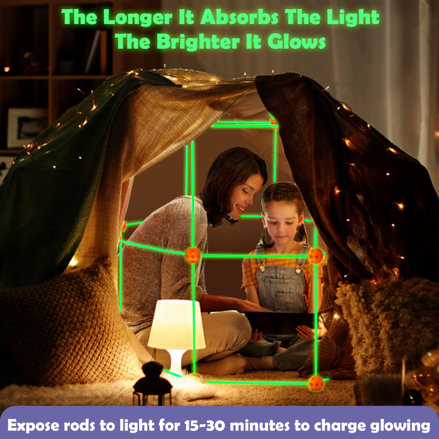 Tiny Land DIY Höhle Kinder Konstruktionsspielzeug - Im Dunkeln Leuchtendes, Outdoor Spielzeug für 5+ ahre alt Junge & Mädchen - 130PCS Kreatives Bauset Für Kinder Höhle Bauen Indoor