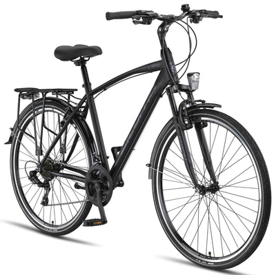 Licorne Bike Premium Trekking Bike in 28 Zoll - Fahrrad für Herren, Jungen, Damen und Herren - 21 Gang-Schaltung - Herren Citybike - Männerfahrrad - Life M-V-ATB - Schwarz/Grau