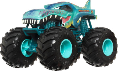 Hot Wheels Monster Trucks, Oversized Monster Truck, Die-Cast-Spielzeugtruck im Maßstab 1:24 mit riesigen Rädern und coolen Designs, JDR03