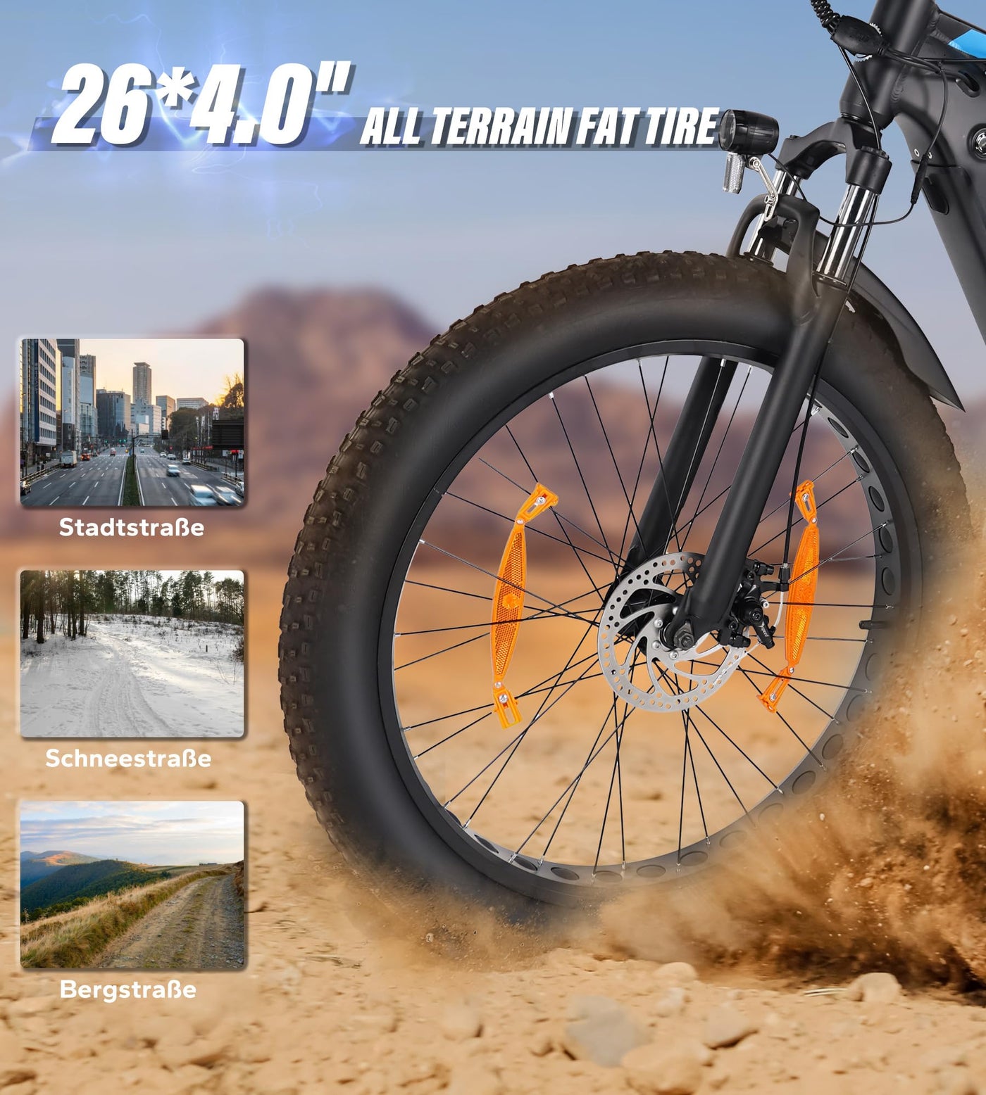 VARUN E Bike Elektrofahrrad mit 26 * 4.0 Zoll Fat Tire, 48V 16Ah(768Wh), Bis zu 120KM, E-Bike Herren mit 250W 80NM Motor, Elektrofahrräder Ebike mit 5 Modi, 7-Gang, LCD-Display, MTB mit EU-Konformes