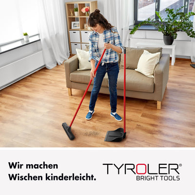 Tyroler | Magische Kehrschaufel | Naturkautschuk | Aluminium Rostfrei 105cm Stiel | Aufrechtes Design | Universelle Besenkompatibilität