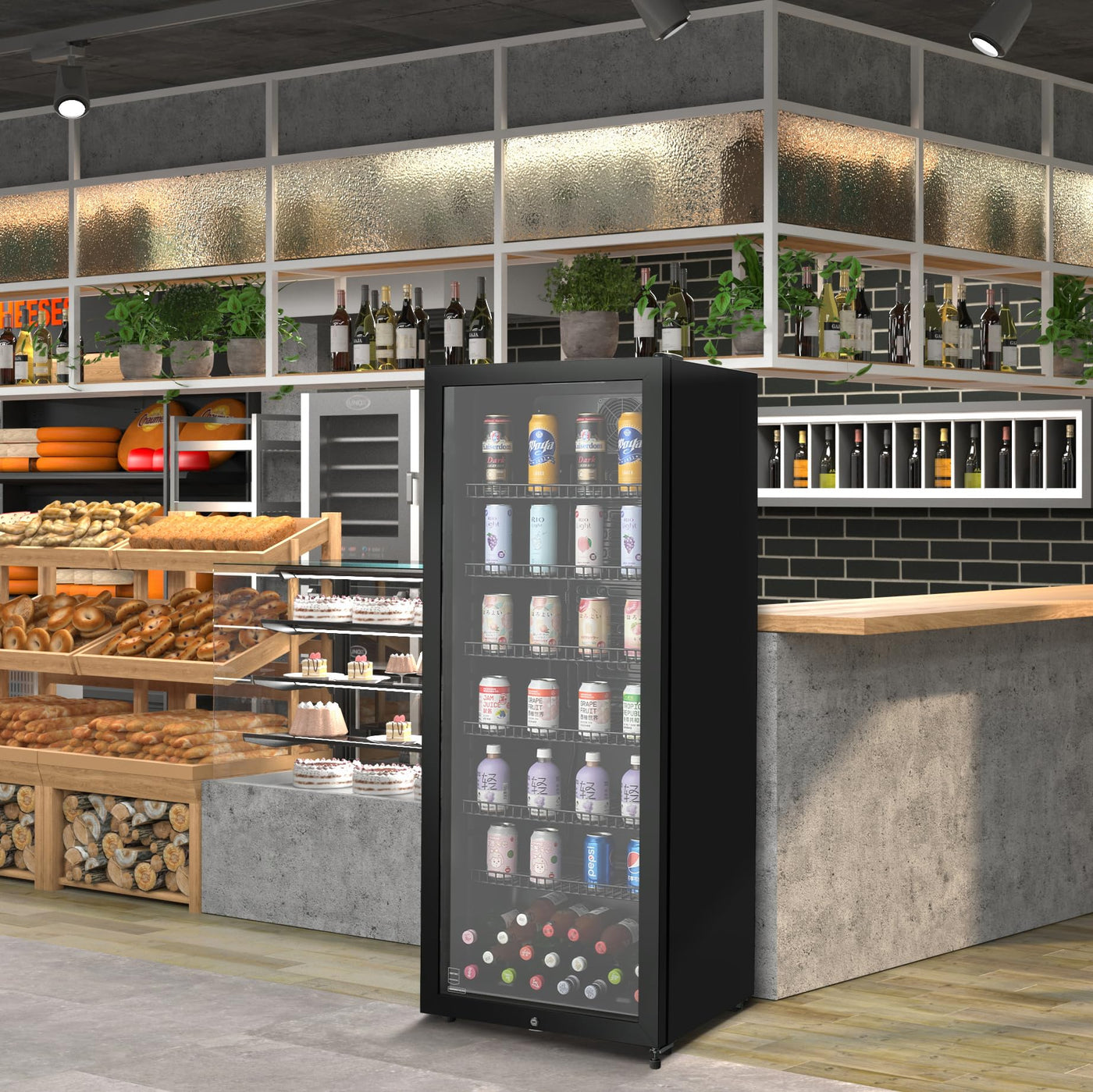 METRO Professional Getränkekühlschrank GSC4240, 237 L, 110 W, 6 verstellbaren Einlegeböden, schwarz