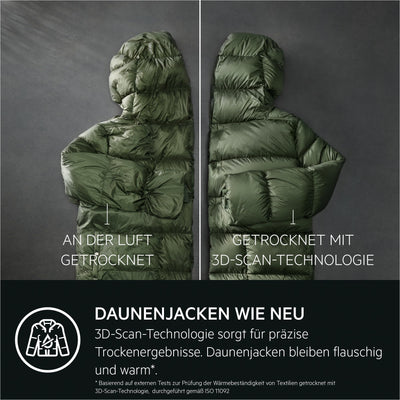 AEG WiFi Wärmepumpentrockner / 3D Scan - Trocknet Nachhaltiger / 8,0 kg/A+++ / energiesparend/Knitterschutz/Kindersicherung/Trommelbeleuchtung / TR9XW80880