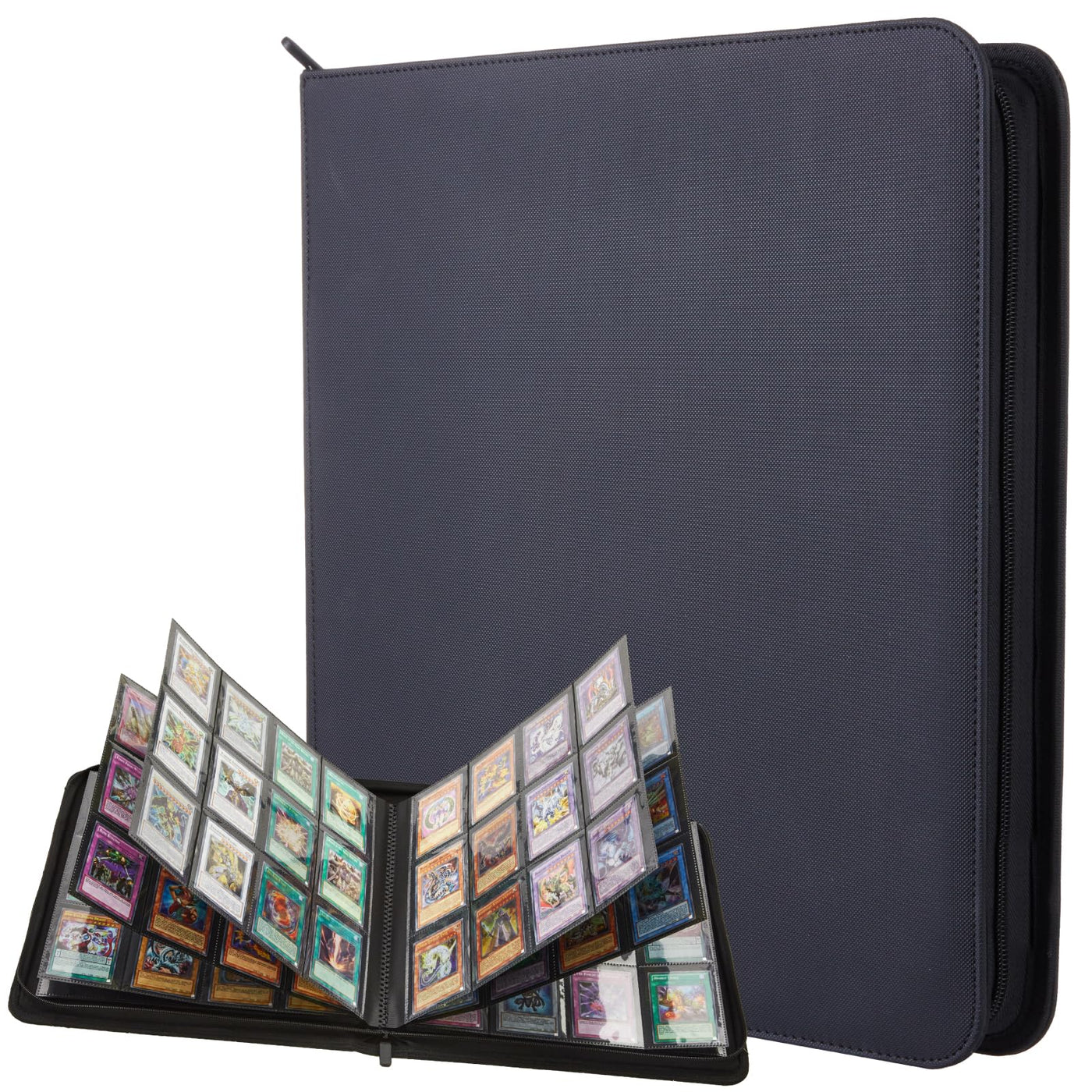 Lictin Sammelkarten Album, 12 Fächer Sammelkarten Hüllen, 576 Pockets Sammelalbum Karten, Sammelkarten Box mit Seitenöffnung, Karten Sammelmappe für Spielkarten zum sammeln und tauschen Schwarz