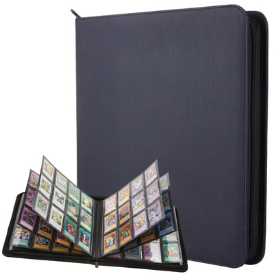 Lictin Sammelkarten Album, 12 Fächer Sammelkarten Hüllen, 576 Pockets Sammelalbum Karten, Sammelkarten Box mit Seitenöffnung, Karten Sammelmappe für Spielkarten zum sammeln und tauschen Schwarz