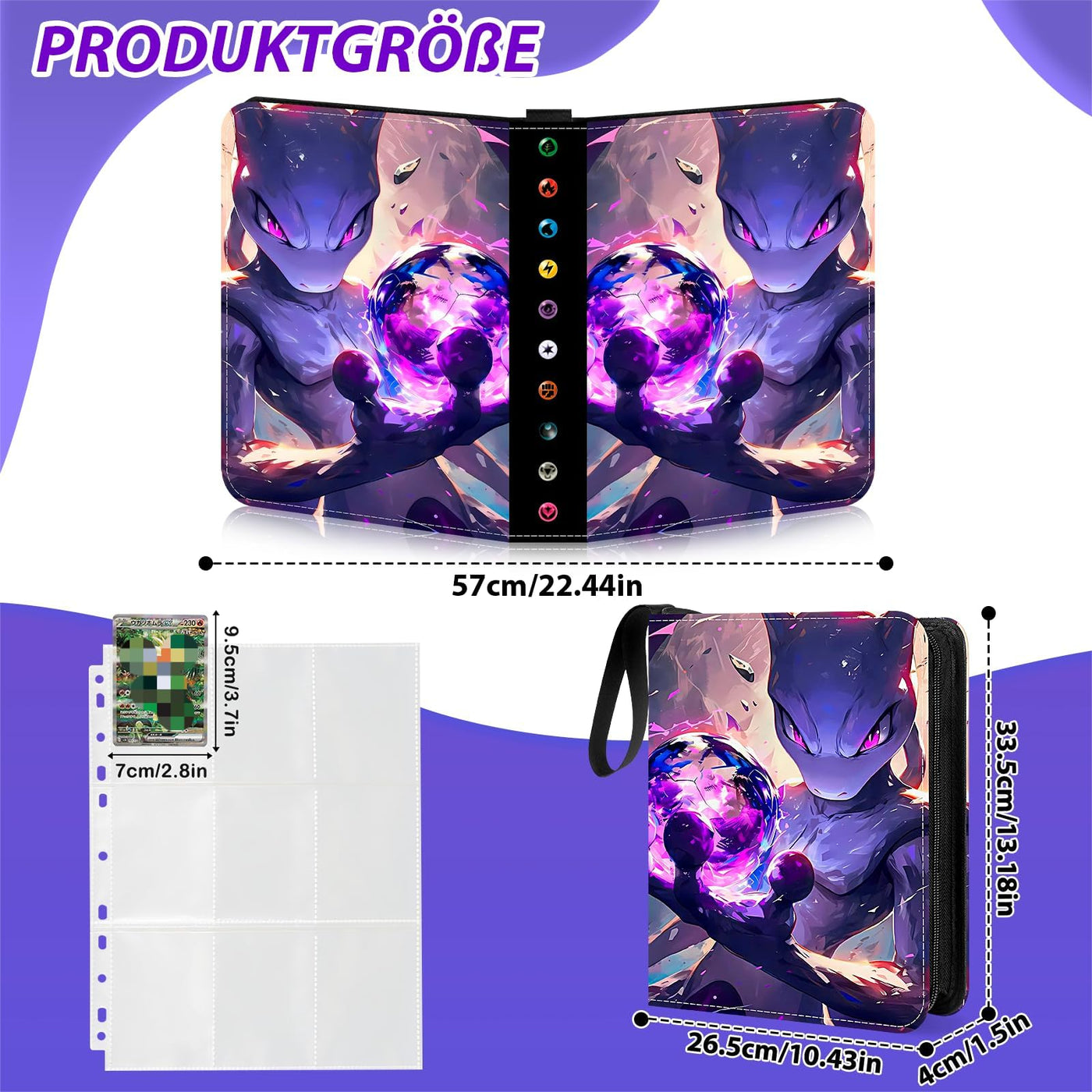 Sammelalbum für Karten, 50 Seiten 900 Karten Kapazität, Sammelkarten Album, Karten Halter Heft Ordner Buch, PU Leder Kartensammlung Sammelalbum