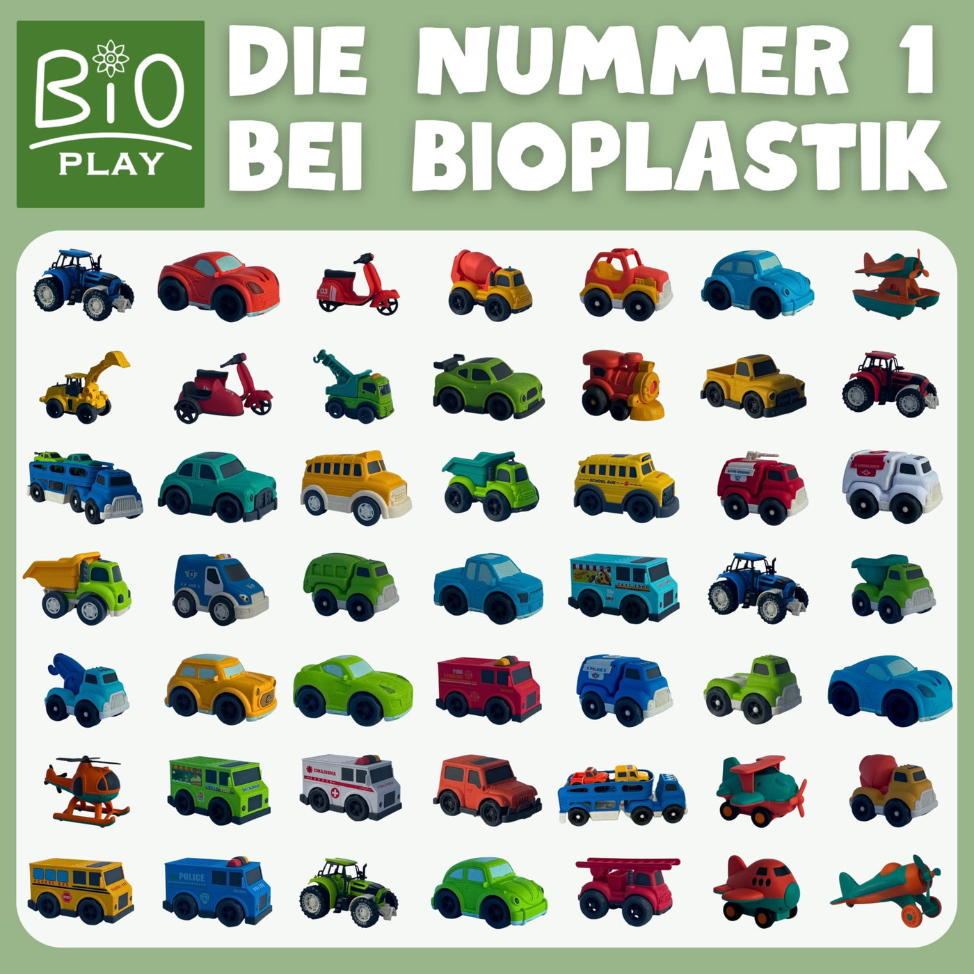 BIOPLAY® Bagger Spielzeug ab 2 Jahre | Bio Kunststoff | Bewegliche Baggerschaufel | Nachhaltiges Spielzeug ab 18 Monate für Jungen und Mädchen | Indoor und Outdoor | Baustellenfahrzeug