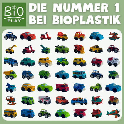 BIOPLAY® Bagger Spielzeug ab 2 Jahre | Bio Kunststoff | Bewegliche Baggerschaufel | Nachhaltiges Spielzeug ab 18 Monate für Jungen und Mädchen | Indoor und Outdoor | Baustellenfahrzeug