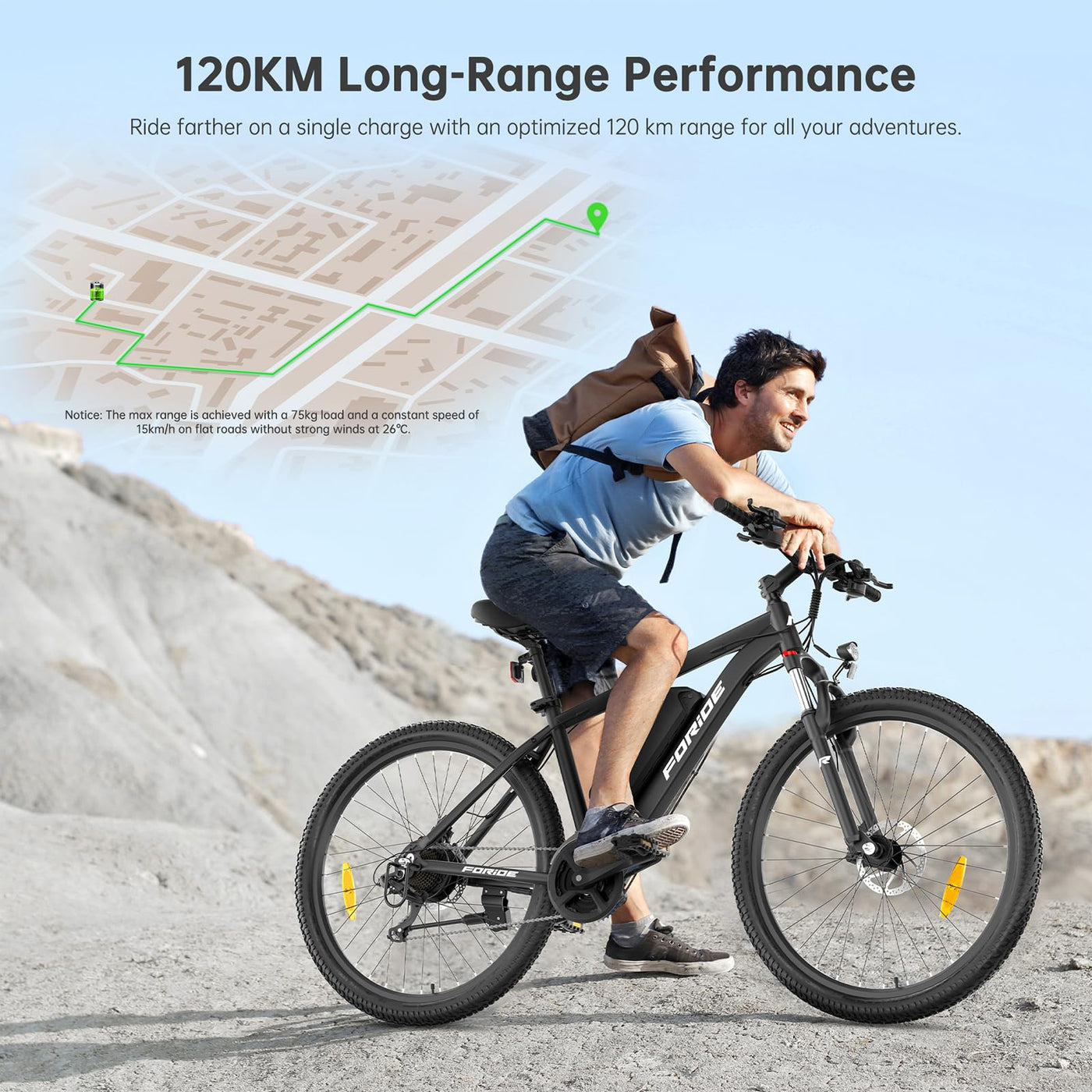 Foride Xtremer 2 27.5''/29'' E-Bike für Erwachsene, 24 Gang Elektrofahrrad mit 561.6Wh Akku, Hydraulische Scheibenbremse,120km Reichweite E Bike Herren Damen für Fahrten im Freien (Zoll, 27.5)
