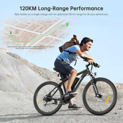 Foride Xtremer 2 27.5''/29'' E-Bike für Erwachsene, 24 Gang Elektrofahrrad mit 561.6Wh Akku, Hydraulische Scheibenbremse,120km Reichweite E Bike Herren Damen für Fahrten im Freien (Zoll, 27.5)