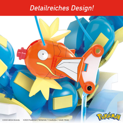 MEGA POKÉMON Karpador Evolutionsset - 411-teiliges Bauset mit Garados und Wasserlandschaft für dynamische Ausstellmöglichkeiten, 12 Verbindungspunkte, für Kinder ab 8 Jahren, HNT95
